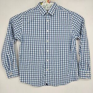 Untuckit Shirt Mens Extra Large Button Up Blue White Plaid Long Sleeve Preppy